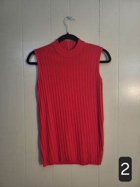 Sleeveless Ribbed Mock Neck Tank Top - Red Union Made Vintage
